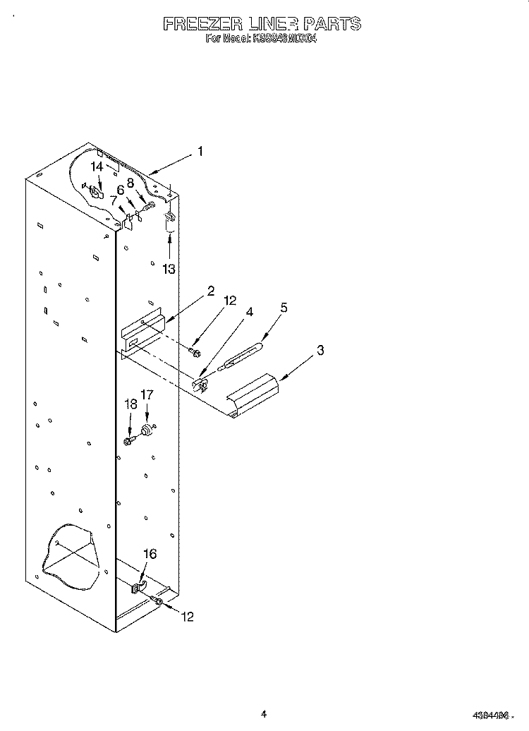 FREEZER LINER Diagram and Parts List for KSSS48MDX04  KitchenAid Refrigerator