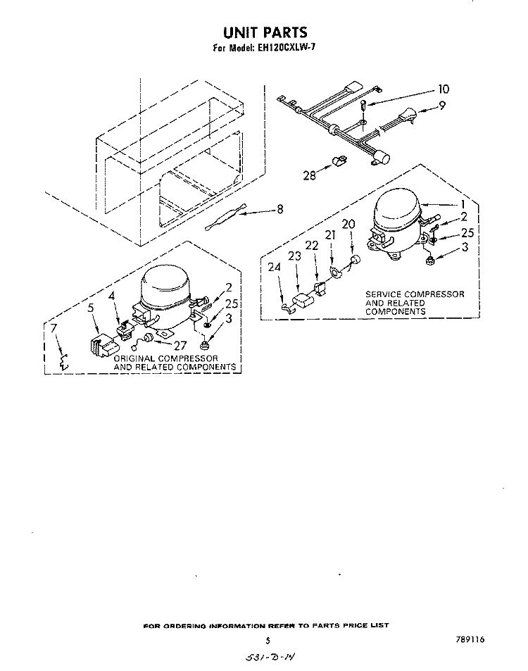 SECTION Diagram and Parts List for EH120CXLW7  Whirlpool Freezer