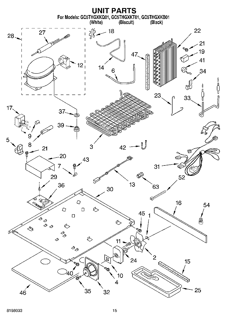 UNIT PARTS Diagram and Parts List for GC5THGXKB01  Whirlpool Refrigerator