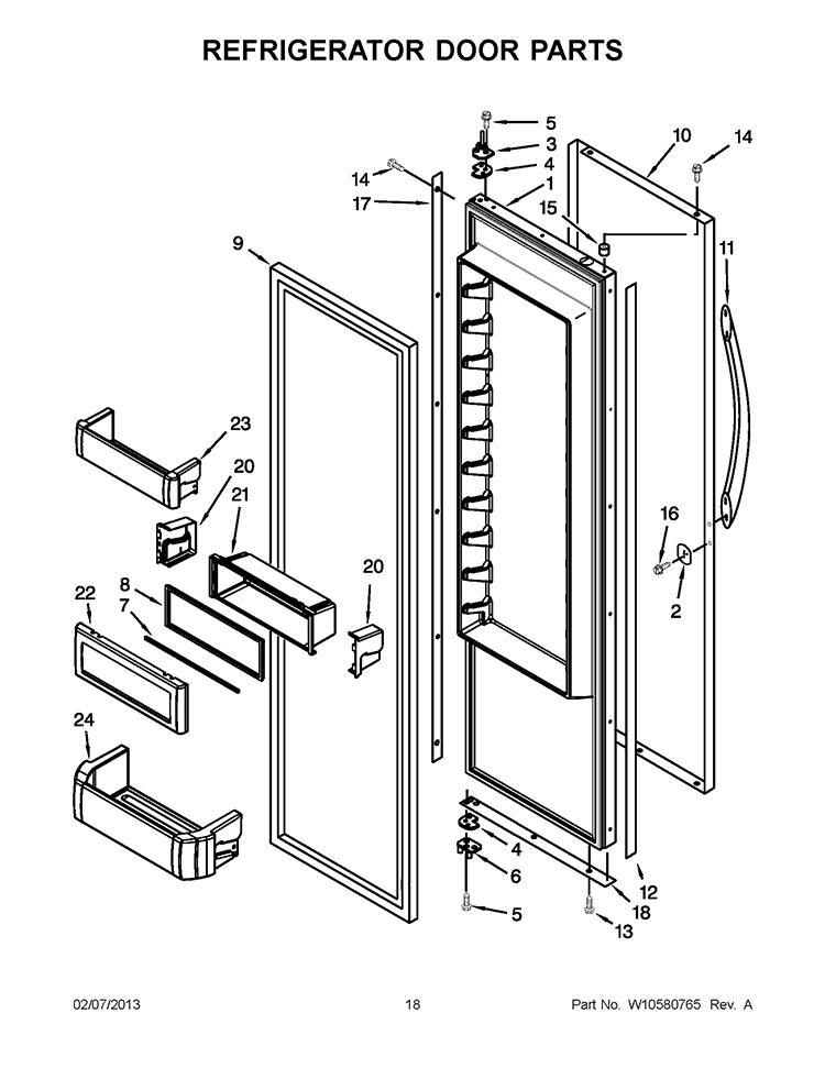 REFRIGERATOR DOOR PARTS Diagram and Parts List for KSSC48QVS05  KitchenAid Refrigerator