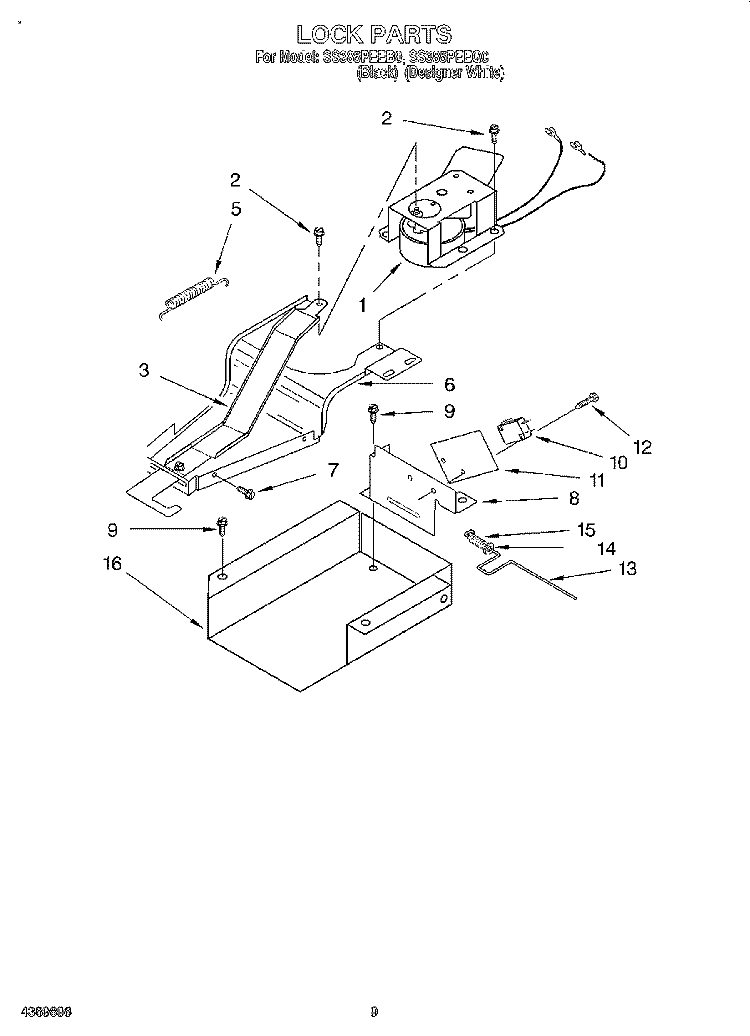LOCK, LITERATURE Diagram and Parts List for SS385PEEB0  Whirlpool Range