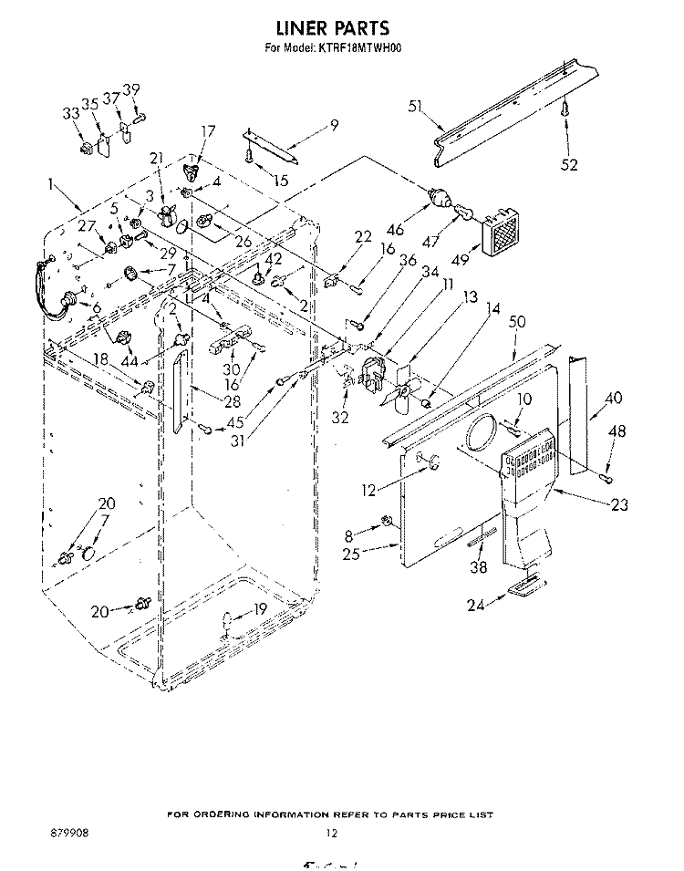 LINER Diagram and Parts List for KTRF18MTPL00  Whirlpool Refrigerator