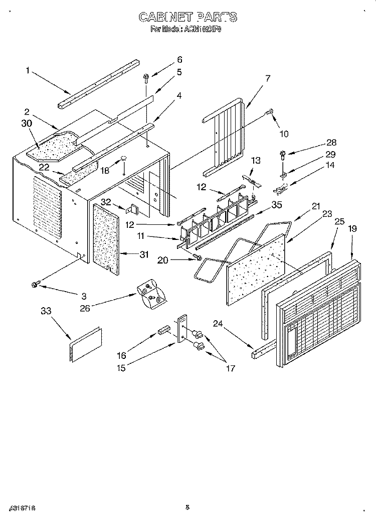 CABINET Diagram and Parts List for ACM102XF0  Whirlpool Air Conditioner