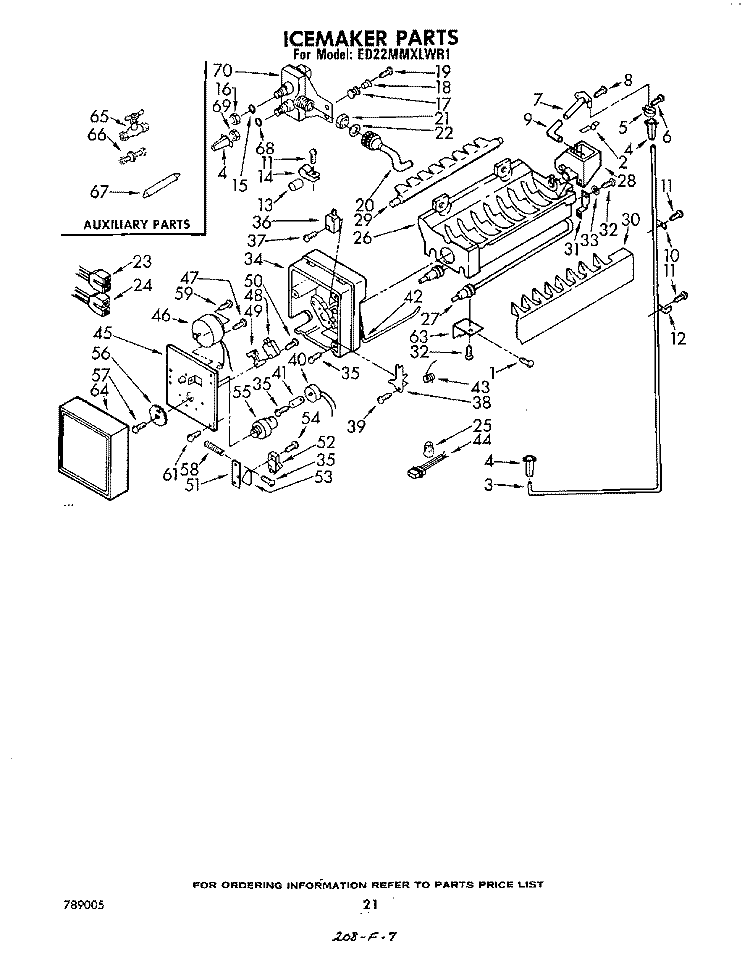 ICEMAKER Diagram and Parts List for ED22MMXLWR1  Whirlpool Refrigerator