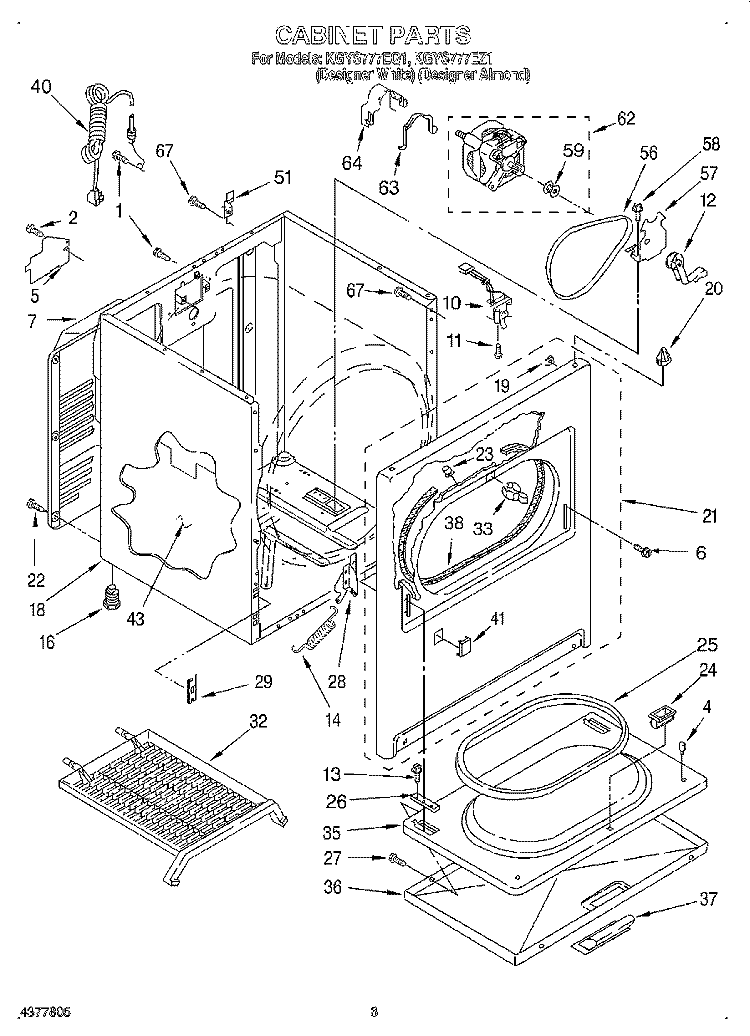 CABINET Diagram and Parts List for KGYS777EZ1  KitchenAid Dryer
