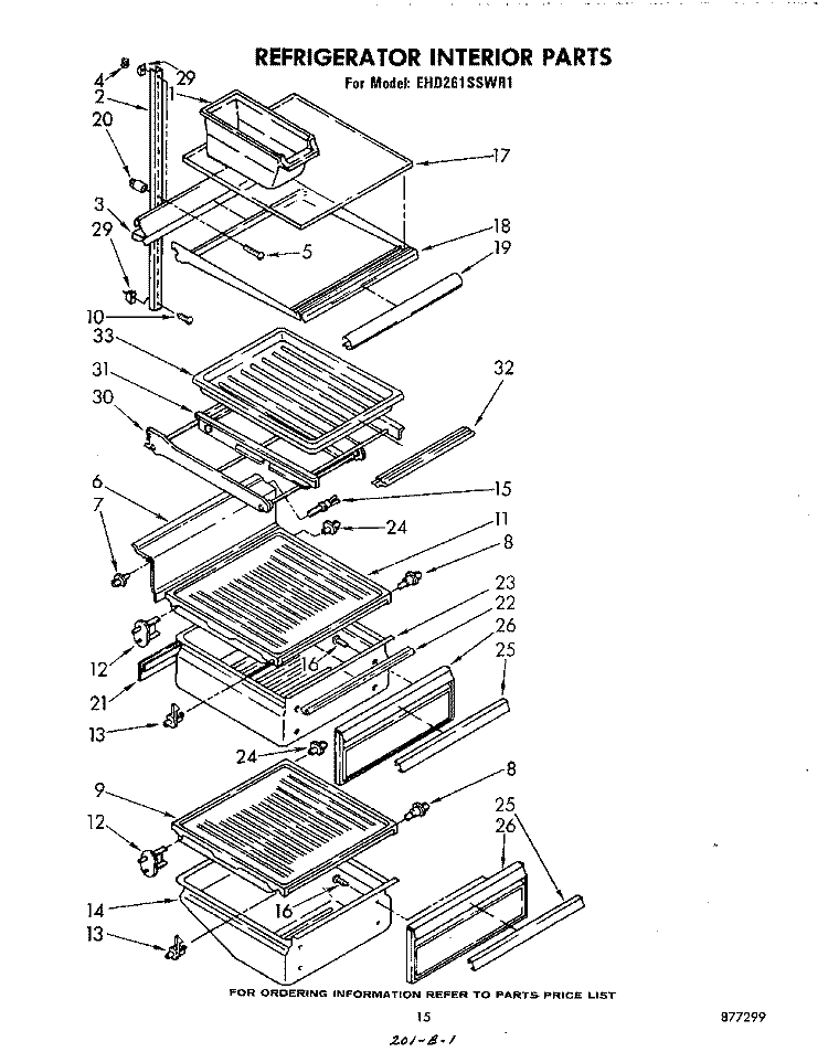 REFRIGERATOR INTERIOR , LIT/OPTIONAL Diagram and Parts List for EHD261SSWR1  Whirlpool Refrigerator