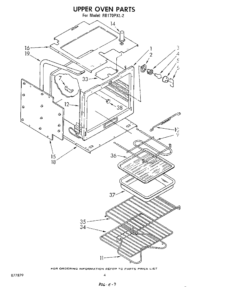 UPPER OVEN Diagram and Parts List for RB170PXL2  Whirlpool Wall Oven