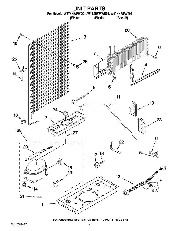 UNIT PARTS Diagram and Parts List for W4TXNWFWB01  Whirlpool Refrigerator