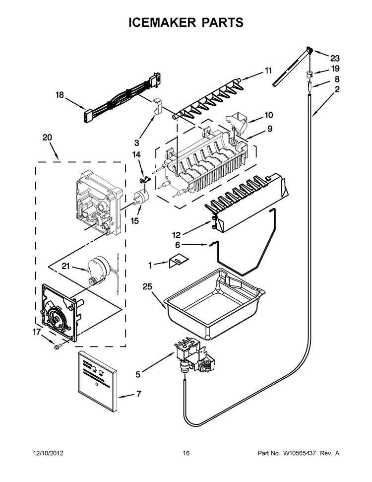 ICEMAKER PARTS Diagram and Parts List for KFCP22EXMP5  KitchenAid Refrigerator