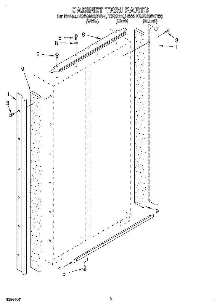 CABINET TRIM Diagram and Parts List for KSSS36QHW00  KitchenAid Refrigerator