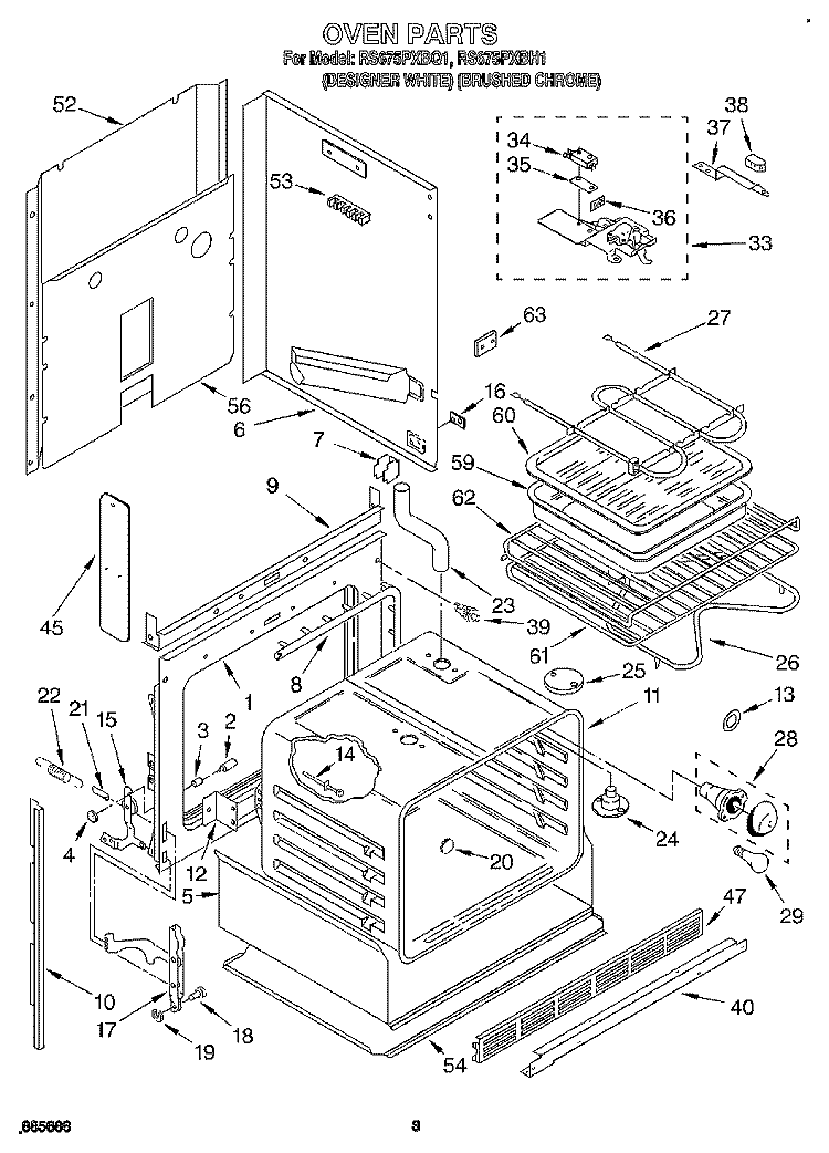 OVEN, LITERATURE Diagram and Parts List for RS675PXBH1  Whirlpool Range