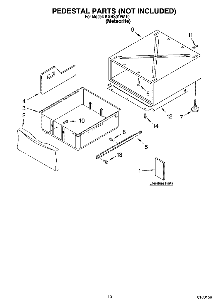 PEDESTAL PARTS (NOT INCLUDED) Diagram and Parts List for KGHS01PMT0  KitchenAid Dryer