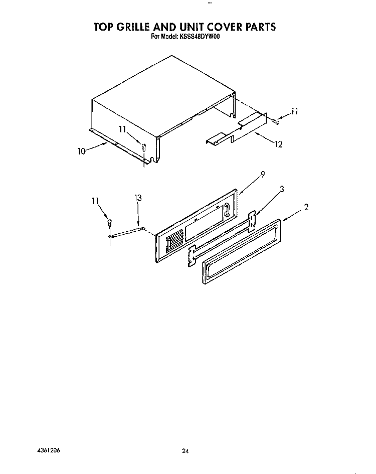 TOP GRILLE AND UNIT COVER Diagram and Parts List for KSSS48DYW00  KitchenAid Refrigerator