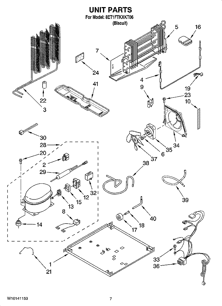UNIT PARTS Diagram and Parts List for 8ET1FTKXKT06  Whirlpool Refrigerator