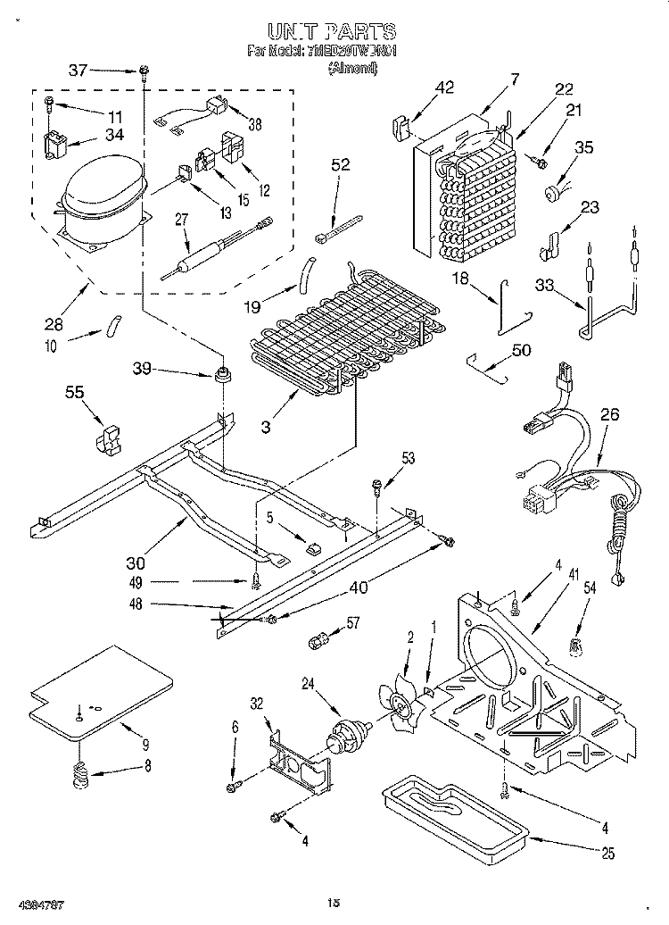 UNIT Diagram and Parts List for 7MED20TWDN01  Whirlpool Refrigerator