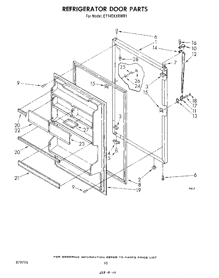 REFRIGERATOR DOOR , NOT ILLUSTRATED Diagram and Parts List for ET14EKXRWR1  Whirlpool Refrigerator