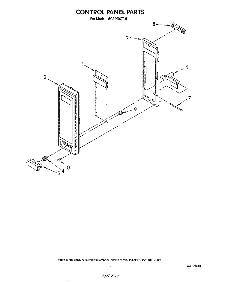 CONTROL PANEL Diagram and Parts List for MC8990XT0  Whirlpool Microwave