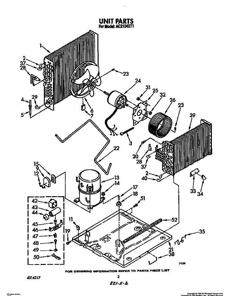 UNIT, LIT/OPTIONAL Diagram and Parts List for AC2104XT1  Whirlpool Air Conditioner