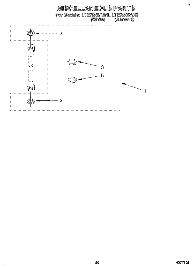 MISCELLANEOUS, LIT/OPTIONAL Diagram and Parts List for LTE7245AN0  Whirlpool Washer Dryer Combo