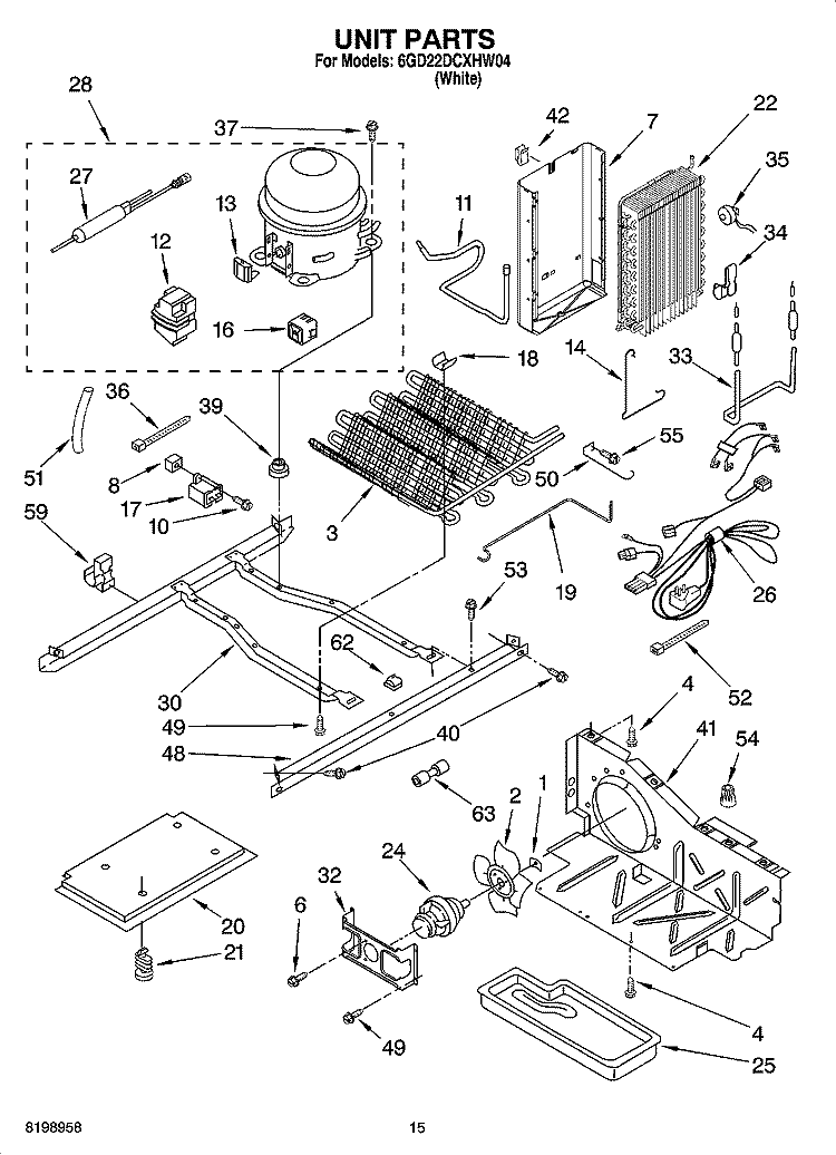 UNIT PARTS Diagram and Parts List for 6GD22DCXHW04  Whirlpool Refrigerator