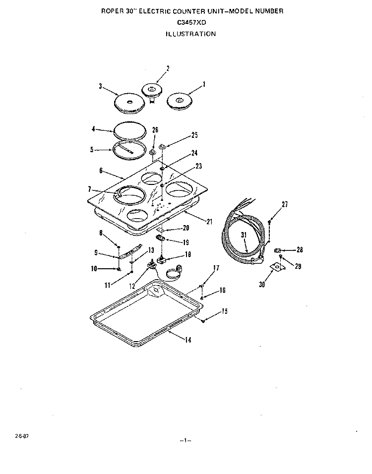 ELEC COUNTER UNIT Diagram and Parts List for C3457X0  Roper Range