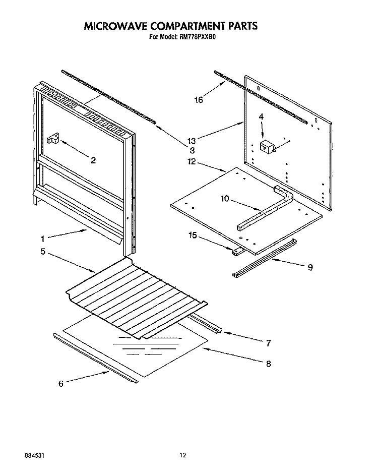 MICROWAVE COMPARTMENT Diagram and Parts List for RM778PXXB0  Whirlpool Microwave Oven Combo