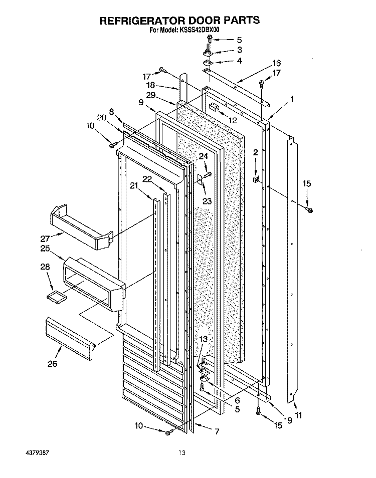 REFRIGERATOR DOOR Diagram and Parts List for KSSS42DBX00  KitchenAid Refrigerator