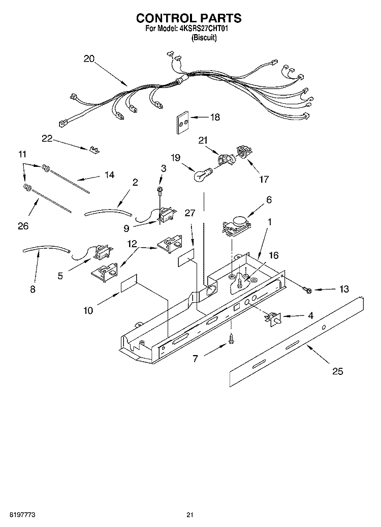 CONTROL, OPTIONAL Diagram and Parts List for 4KSRS27CHT01  KitchenAid Refrigerator
