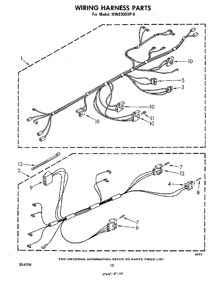 WIRING HARNESS , LIT/OPTIONAL Diagram and Parts List for MW8300XP0  Whirlpool Microwave