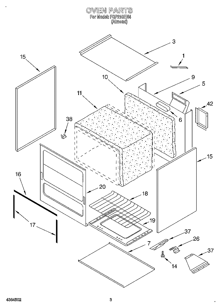 OVEN Diagram and Parts List for FGP210EN4  Roper Range