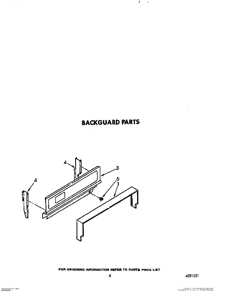BACKGUARD Diagram and Parts List for FGP315VW5  Roper Range