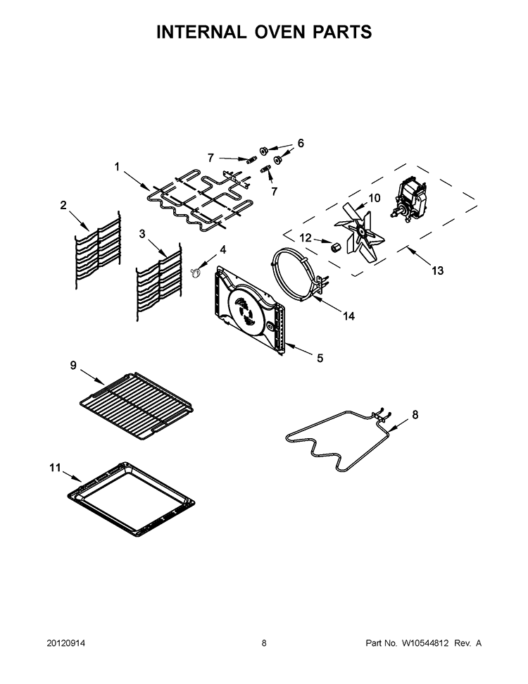 INTERNAL OVEN PARTS Diagram and Parts List for WOS52EM4AS0  Whirlpool Wall Oven