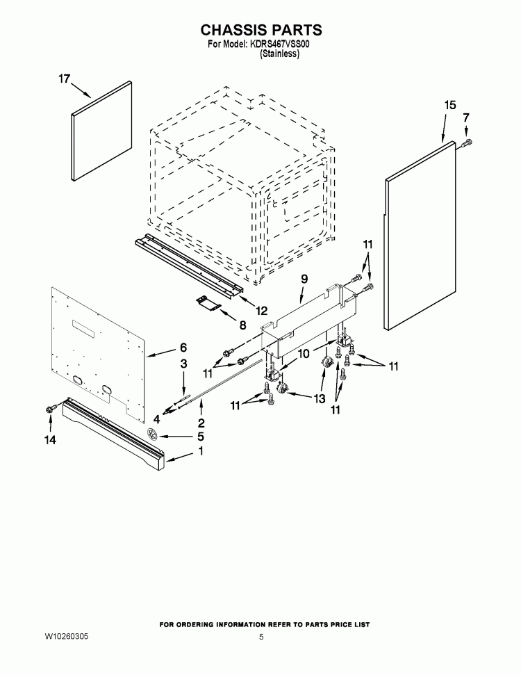 CHASSIS PARTS Diagram and Parts List for KDRS467VSS00  KitchenAid Range