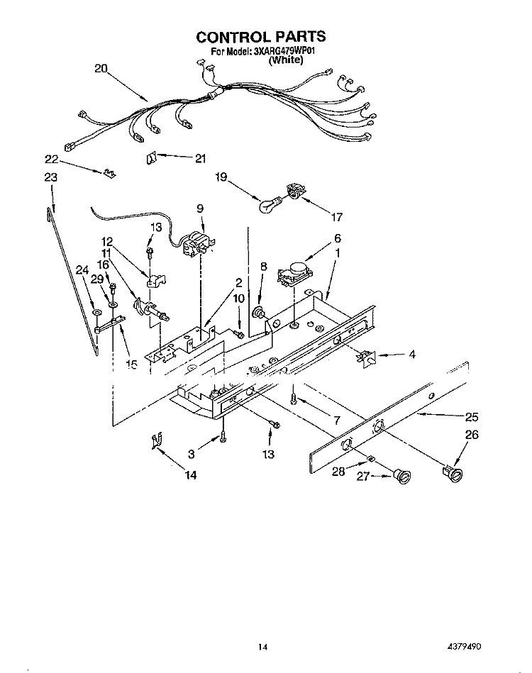 CONTROL, LIT/OPTIONAL Diagram and Parts List for 3XARG479WP01  Whirlpool Refrigerator
