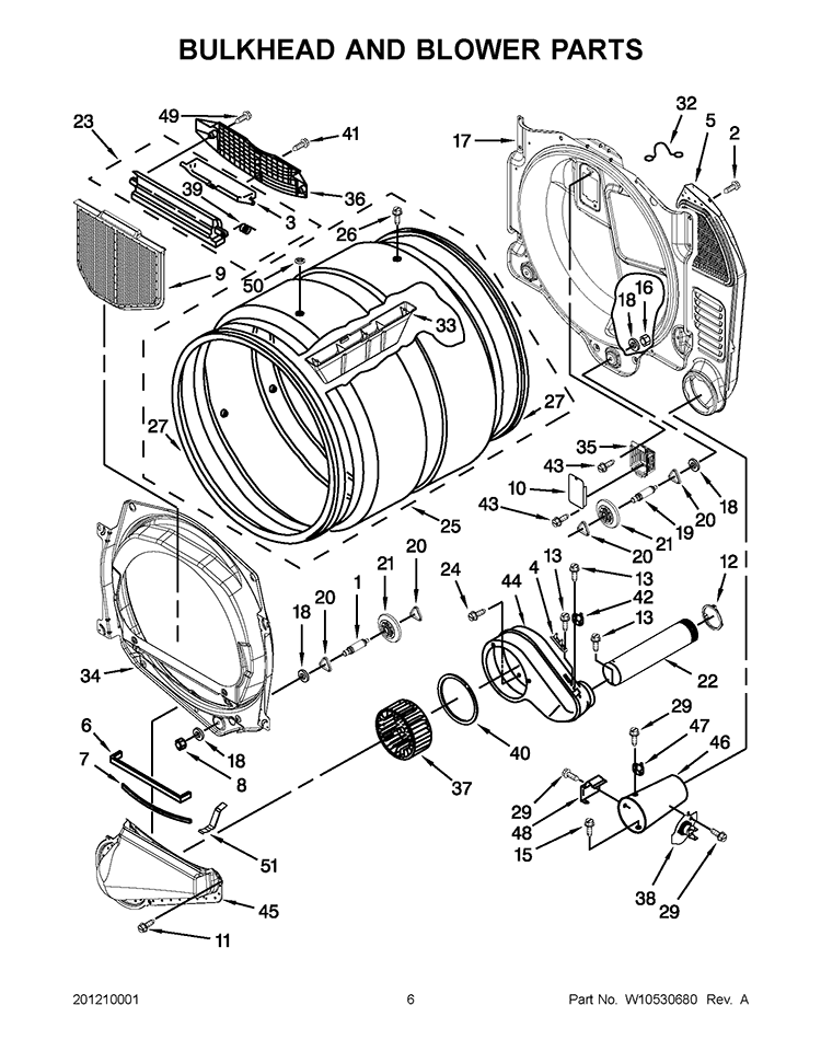 BULKHEAD AND BLOWER PARTS Diagram and Parts List for CGT8000AQ1  Whirlpool Washer Dryer Combo