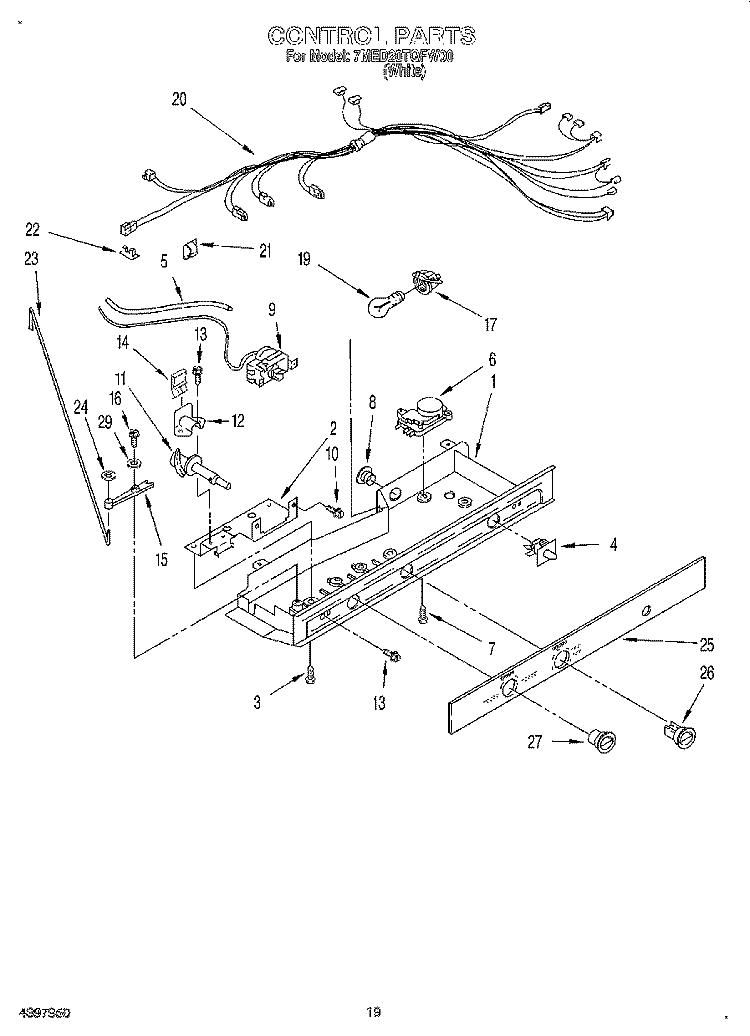 CONTROL Diagram and Parts List for 7MED20TQFW00  Whirlpool Refrigerator