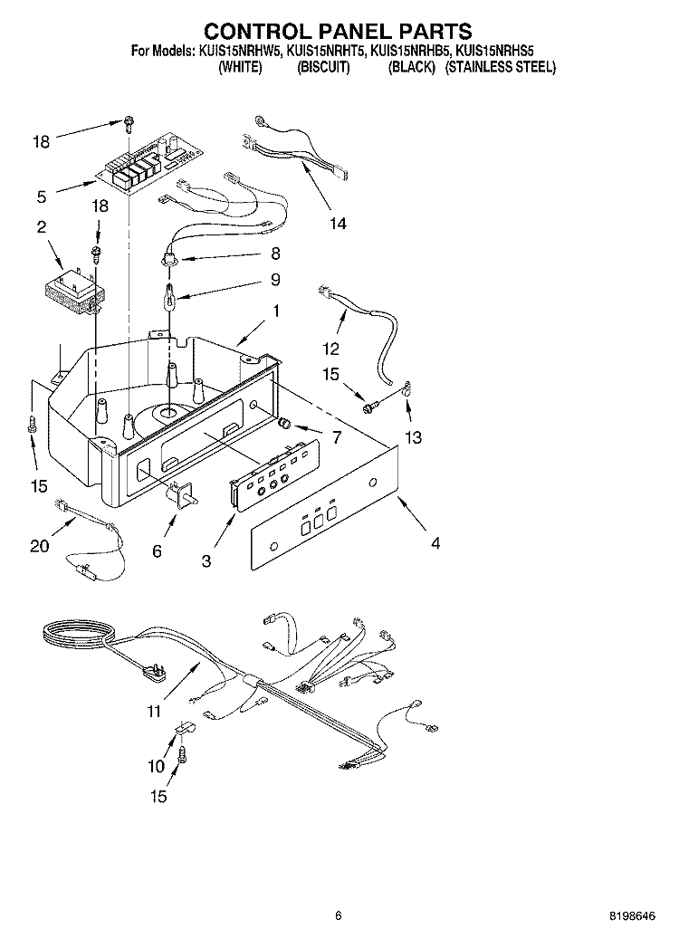 CONTROL PANEL PARTS Diagram and Parts List for KUIS15NRHS5  KitchenAid Ice Maker
