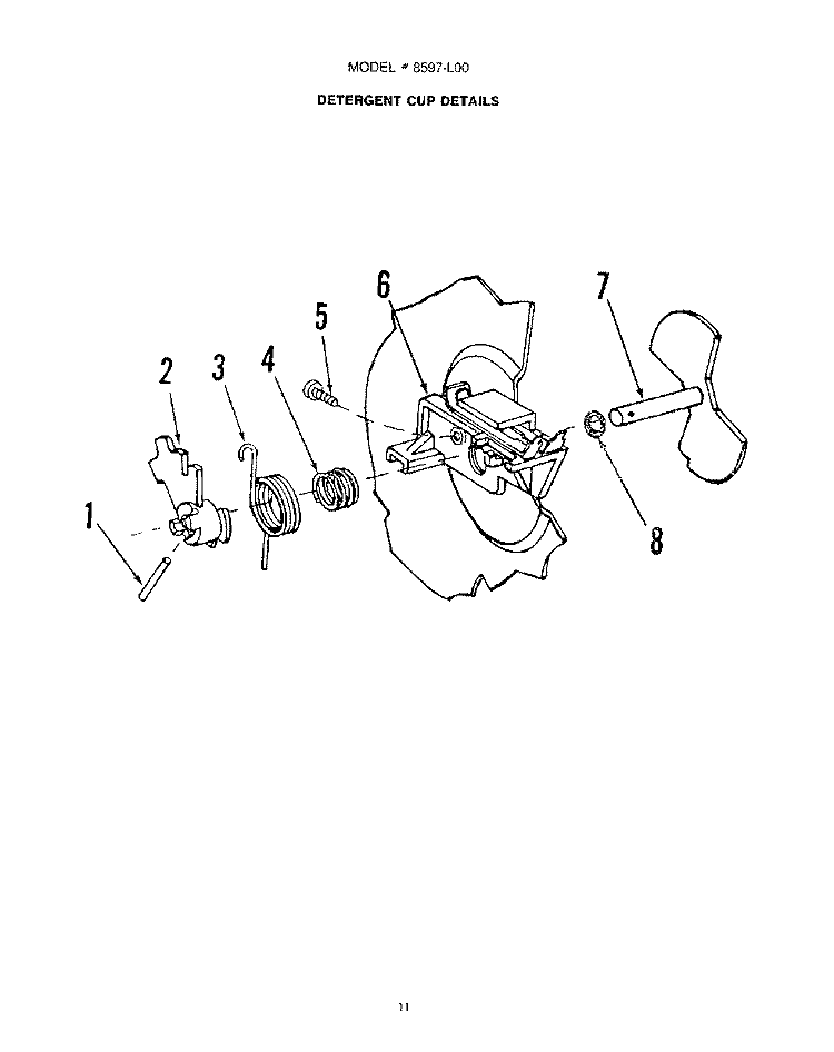 DETERGENT CUP Diagram and Parts List for 8597L00  Roper Dishwasher