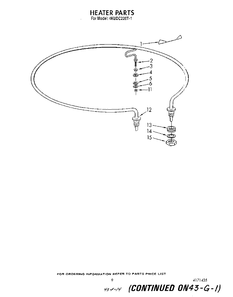 HEATER Diagram and Parts List for 4KUDC220T1  KitchenAid Dishwasher