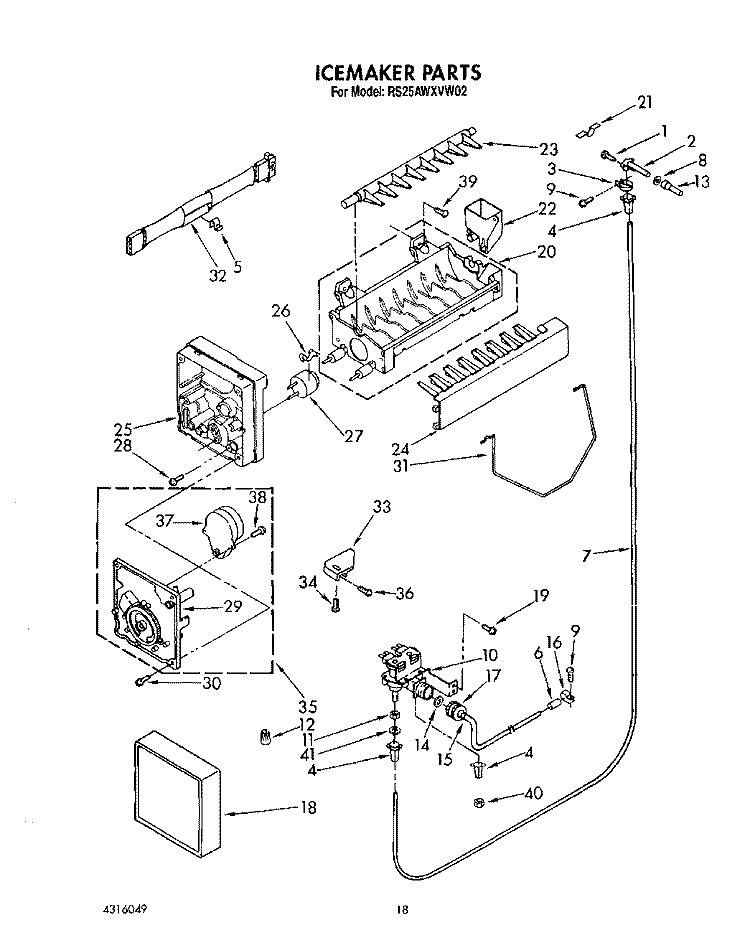 ICEMAKER, LIT/OPTIONAL Diagram and Parts List for RS25AWXVW02  Roper Refrigerator
