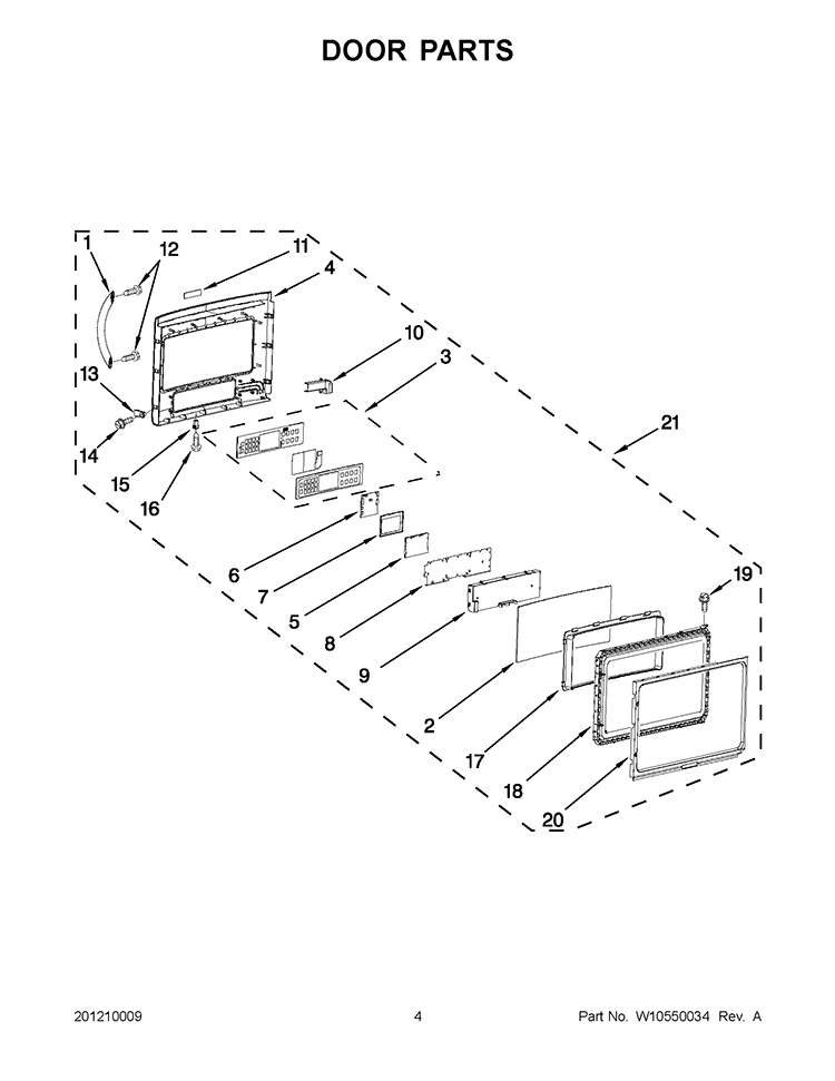 DOOR PARTS Diagram and Parts List for KHHC2090SSS3  KitchenAid Microwave