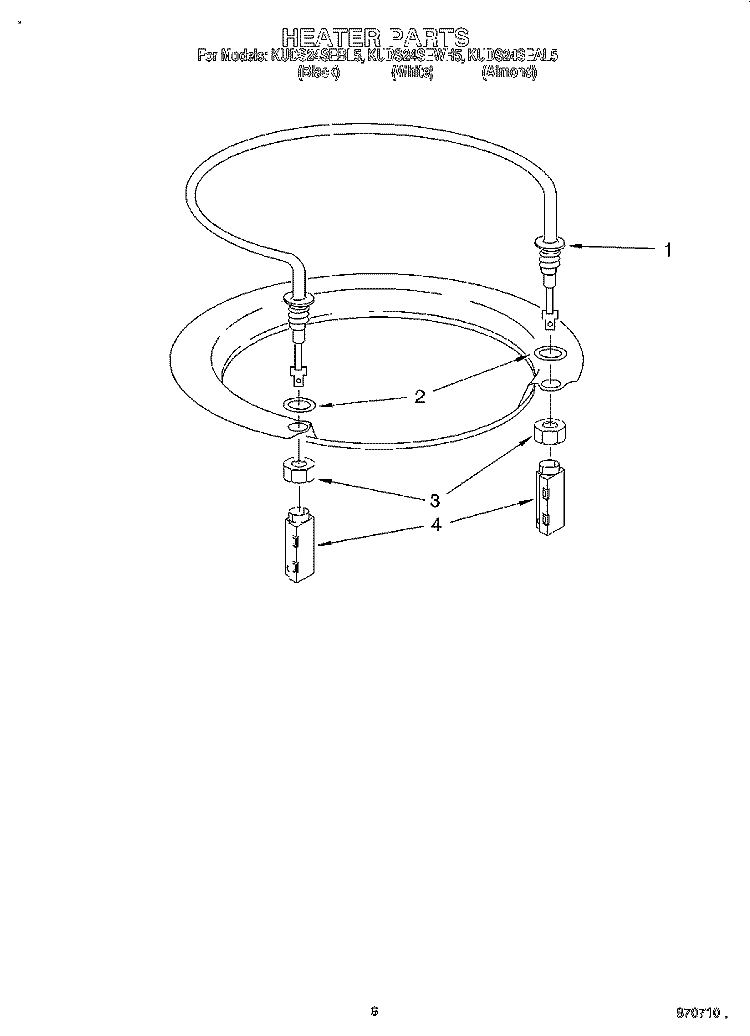 HEATER Diagram and Parts List for KUDS24SEBL5  KitchenAid Dishwasher