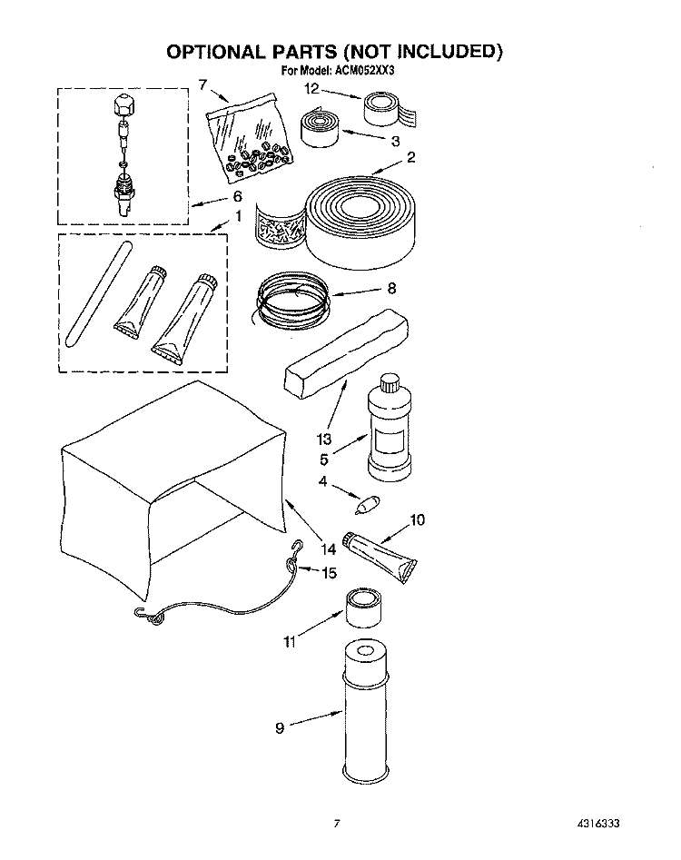 OPTIONAL Diagram and Parts List for ACM052XX3  Whirlpool Air Conditioner