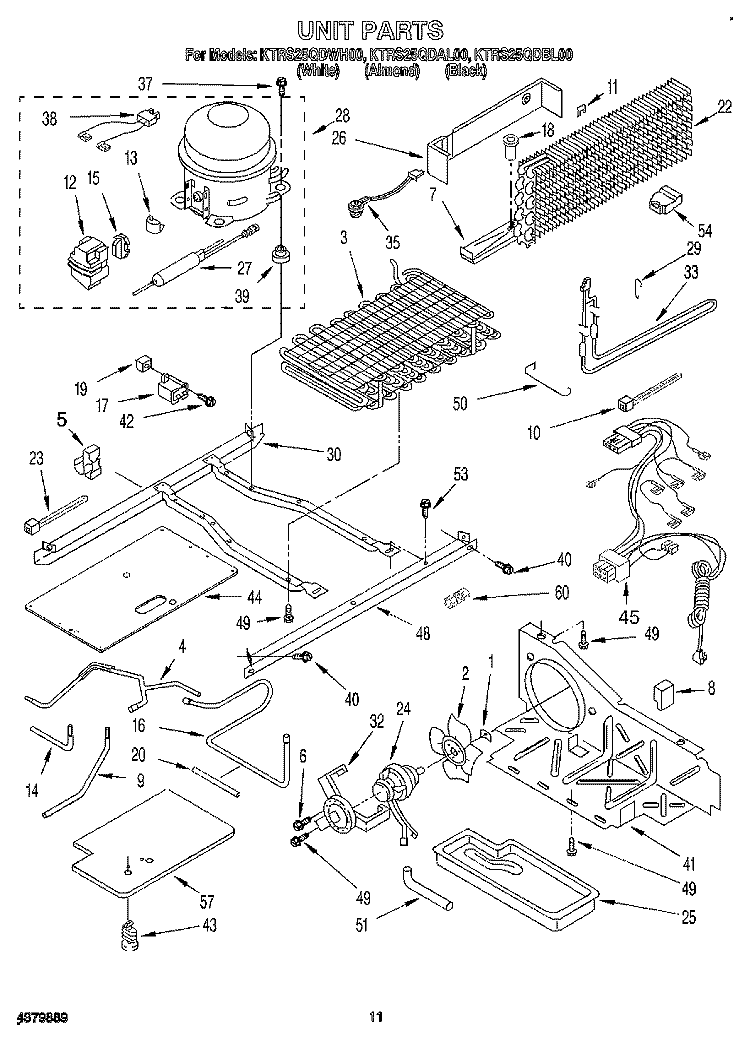 UNIT Diagram and Parts List for KTRS25QDAL00  KitchenAid Refrigerator