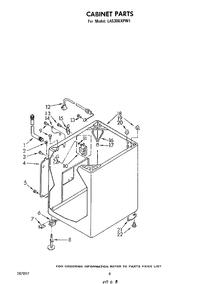 CABINET Diagram and Parts List for LA5380XPW1  Whirlpool Washer