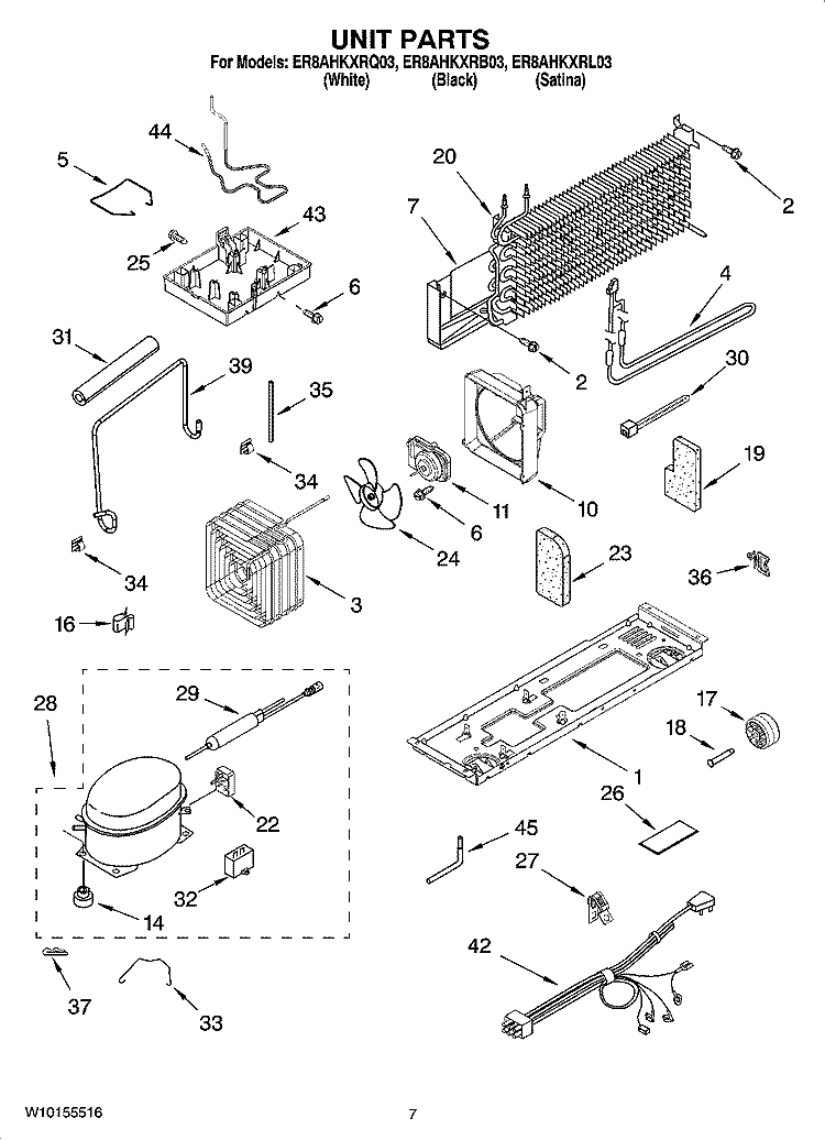 UNIT PARTS Diagram and Parts List for ER8AHKXRB03  Whirlpool Refrigerator