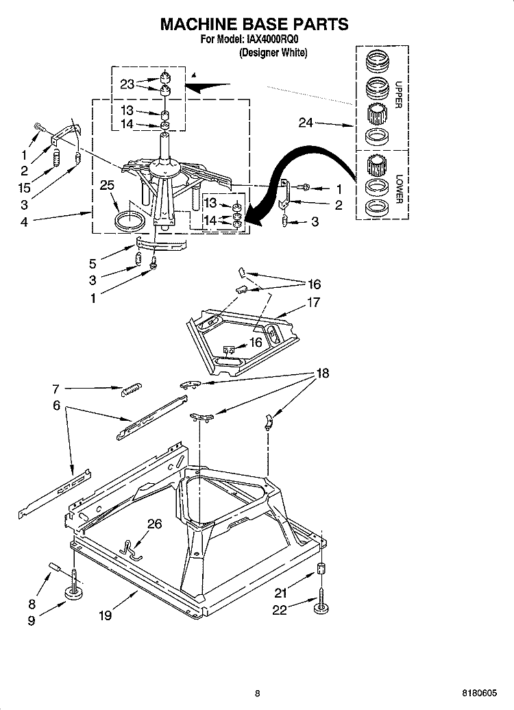 MACHINE BASE PARTS Diagram and Parts List for IAX4000RQ0  Inglis Washer