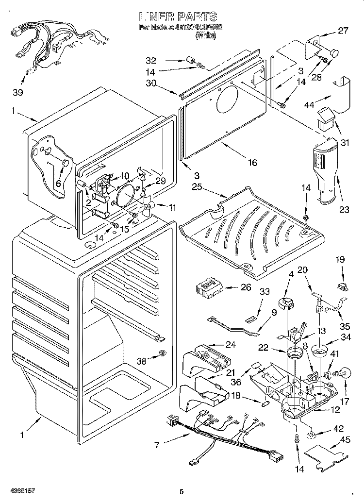 LINER Diagram and Parts List for 4ET20NKXFW02  Whirlpool Refrigerator