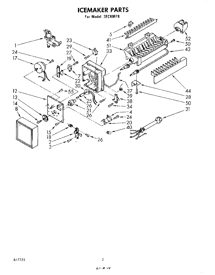 SECTION Diagram and Parts List for 3ECKMF9  Whirlpool Ice Maker