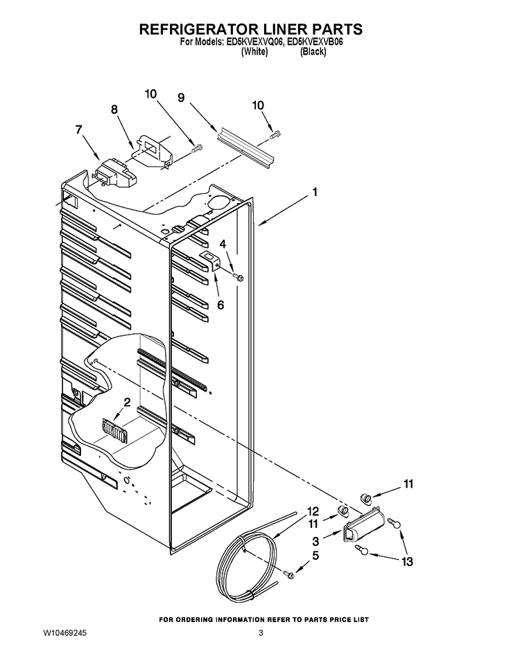 REFRIGERATOR LINER PARTS Diagram and Parts List for ED5KVEXVB06  Whirlpool Refrigerator